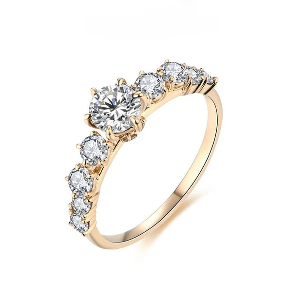 Anel Moissanite Banhado a Ouro 14k